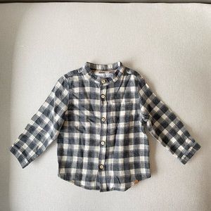 Zara Baby Boy Plaid Button Down Shirt 12-18M